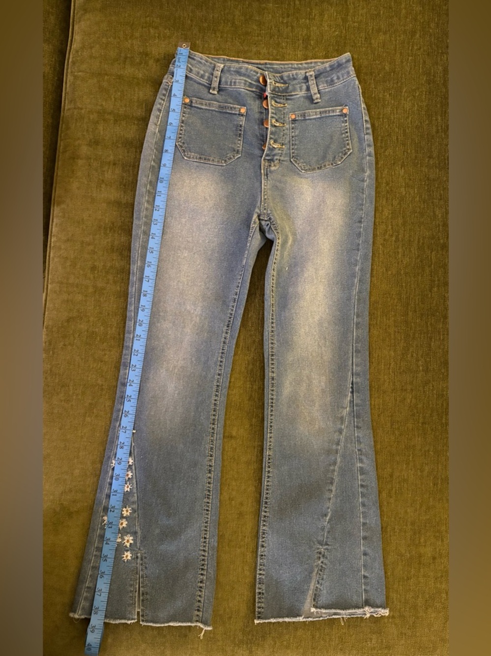 Women’s High-Rise Faded Blue Flared Jeans